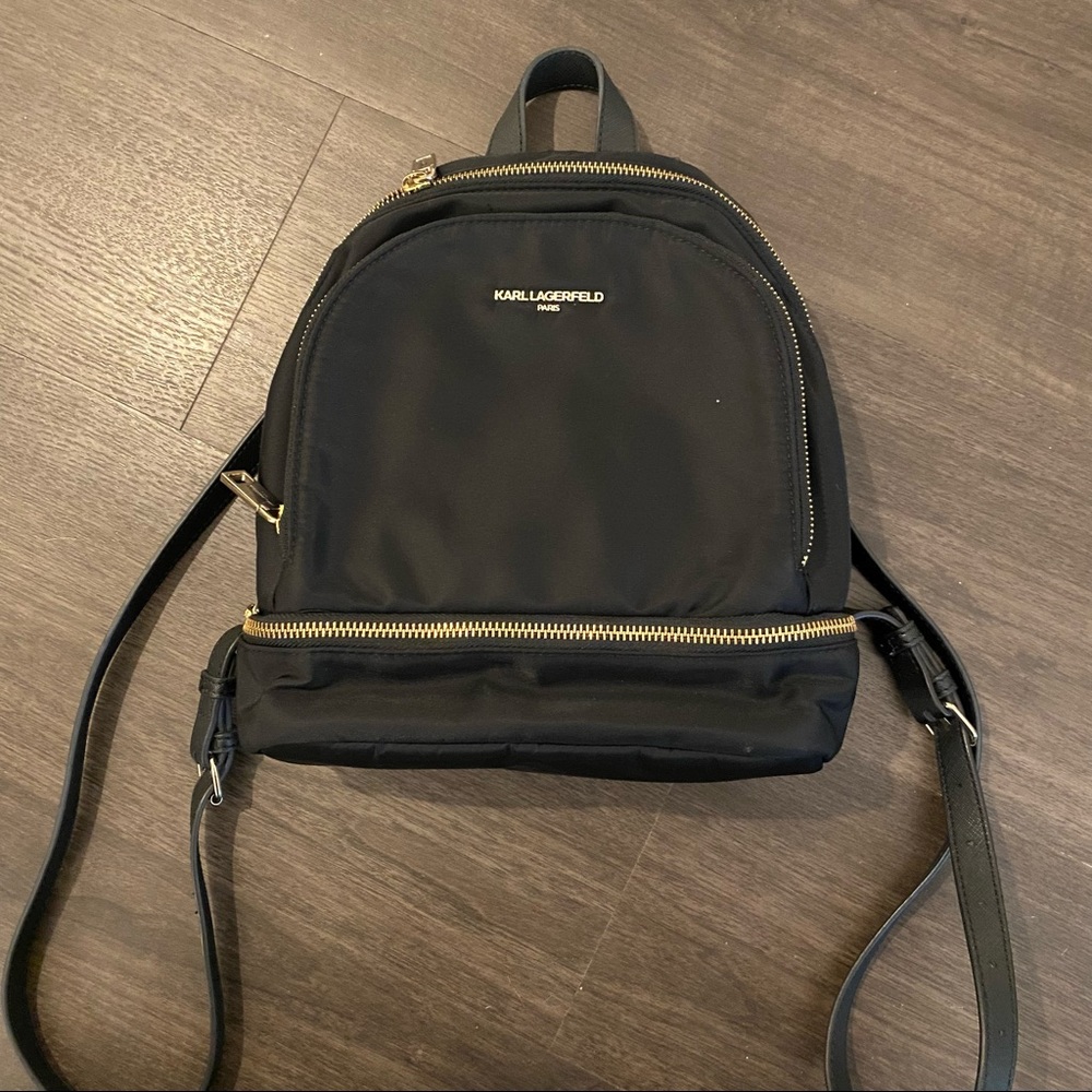 Karl Lagerfeld Black Nylon Mini Backpack